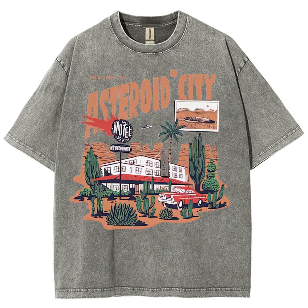 Retro Desert Motel & Sci-Fi Graphic Washed T-Shirt 