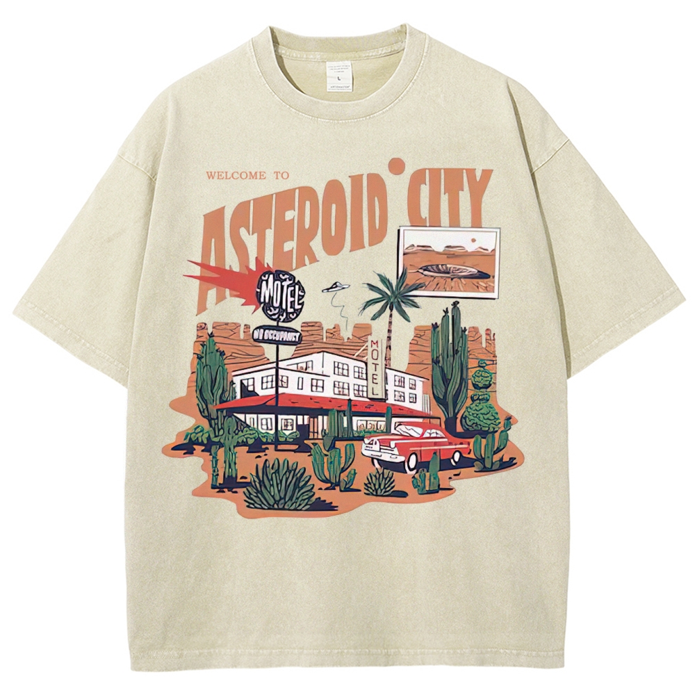 Retro Desert Motel & Sci-Fi Graphic Washed T-Shirt 