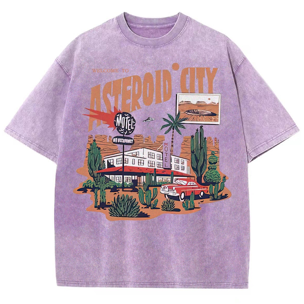 Retro Desert Motel & Sci-Fi Graphic Washed T-Shirt 