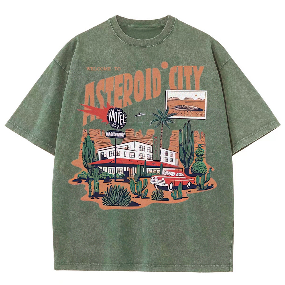 Retro Desert Motel & Sci-Fi Graphic Washed T-Shirt 