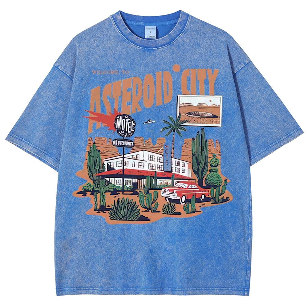 Retro Desert Motel & Sci-Fi Graphic Washed T-Shirt 