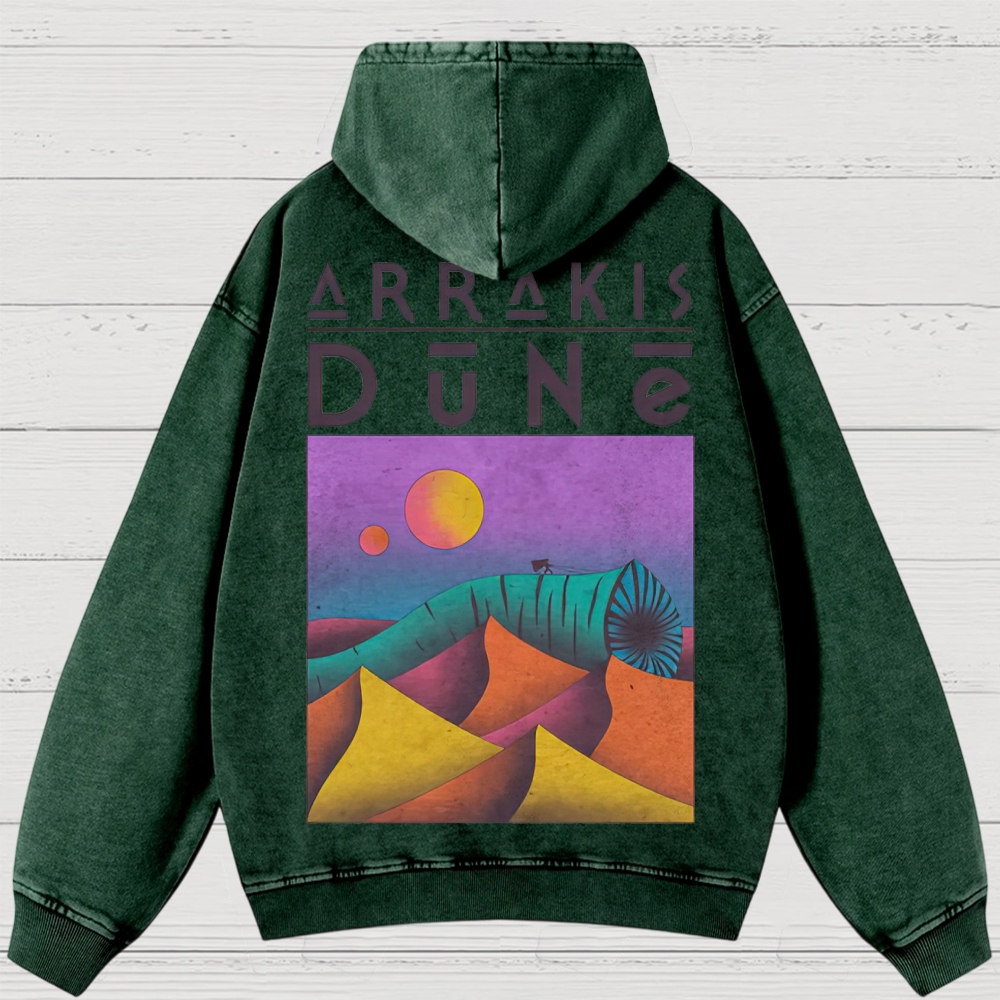 Arrakis Desert & Cosmic Graphic Retro Washed Hoodies