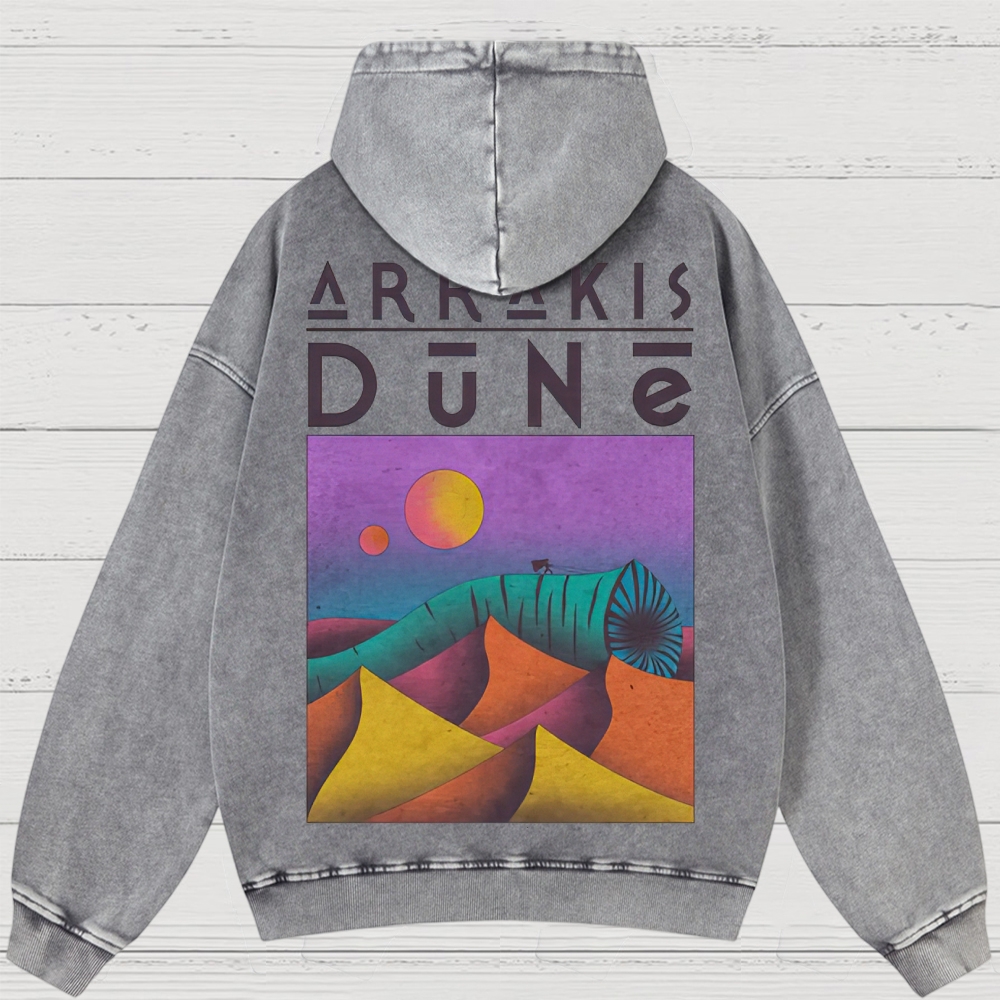 Arrakis Desert & Cosmic Graphic Retro Washed Hoodies