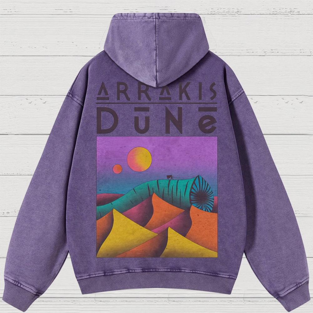Arrakis Desert & Cosmic Graphic Retro Washed Hoodies