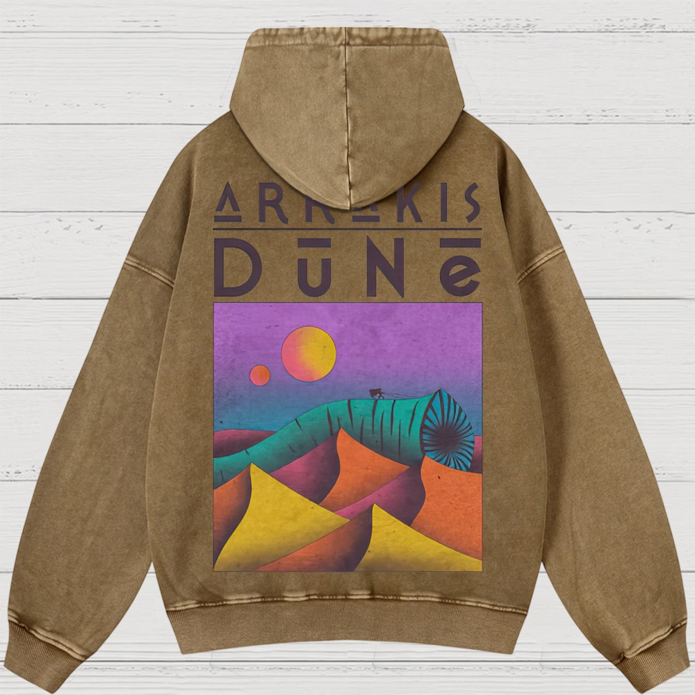 Arrakis Desert & Cosmic Graphic Retro Washed Hoodies