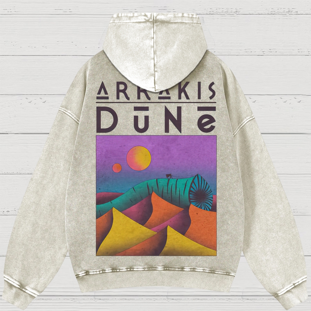 Arrakis Desert & Cosmic Graphic Retro Washed Hoodies