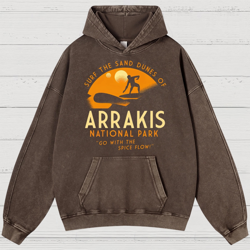 Retro Desert Adventure Parody Washed Hoodies 