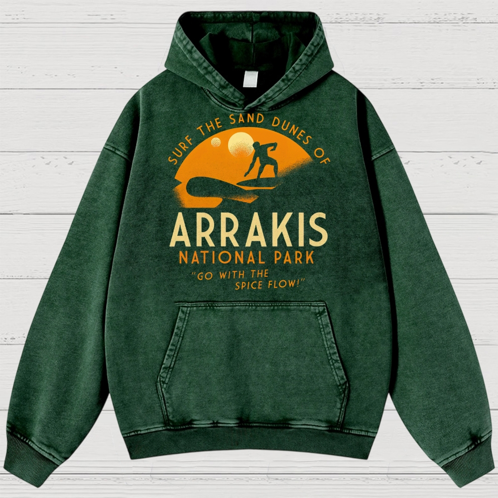 Retro Desert Adventure Parody Washed Hoodies 