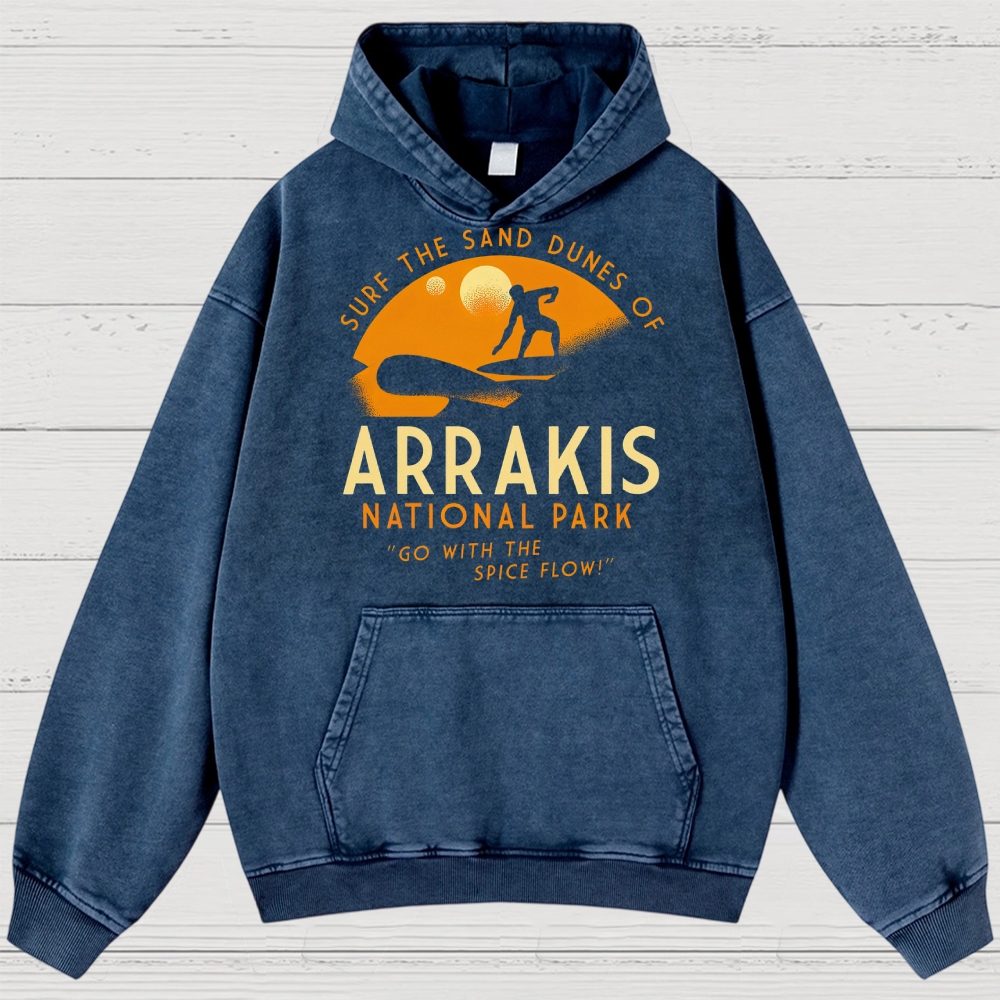 Retro Desert Adventure Parody Washed Hoodies 