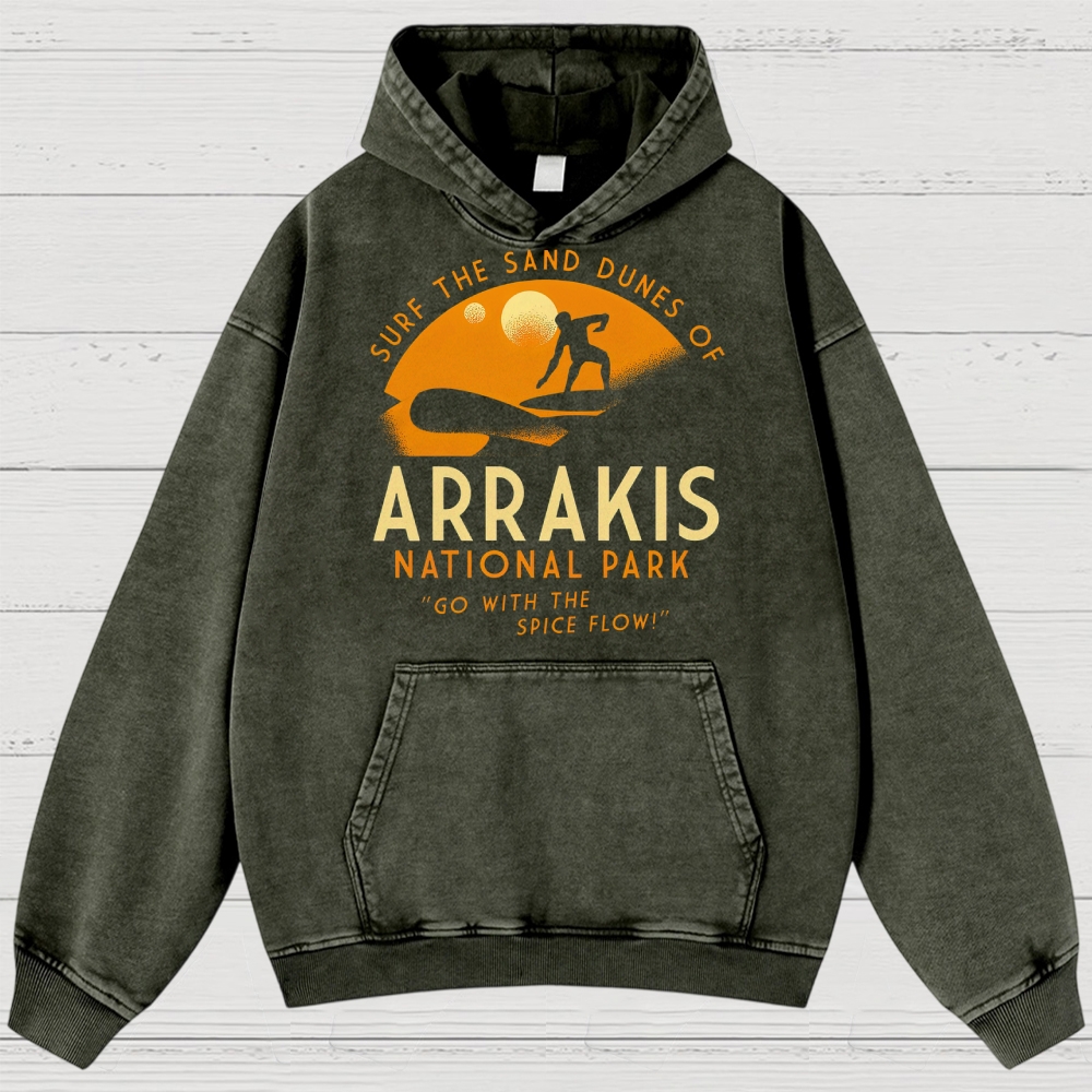 Retro Desert Adventure Parody Washed Hoodies 