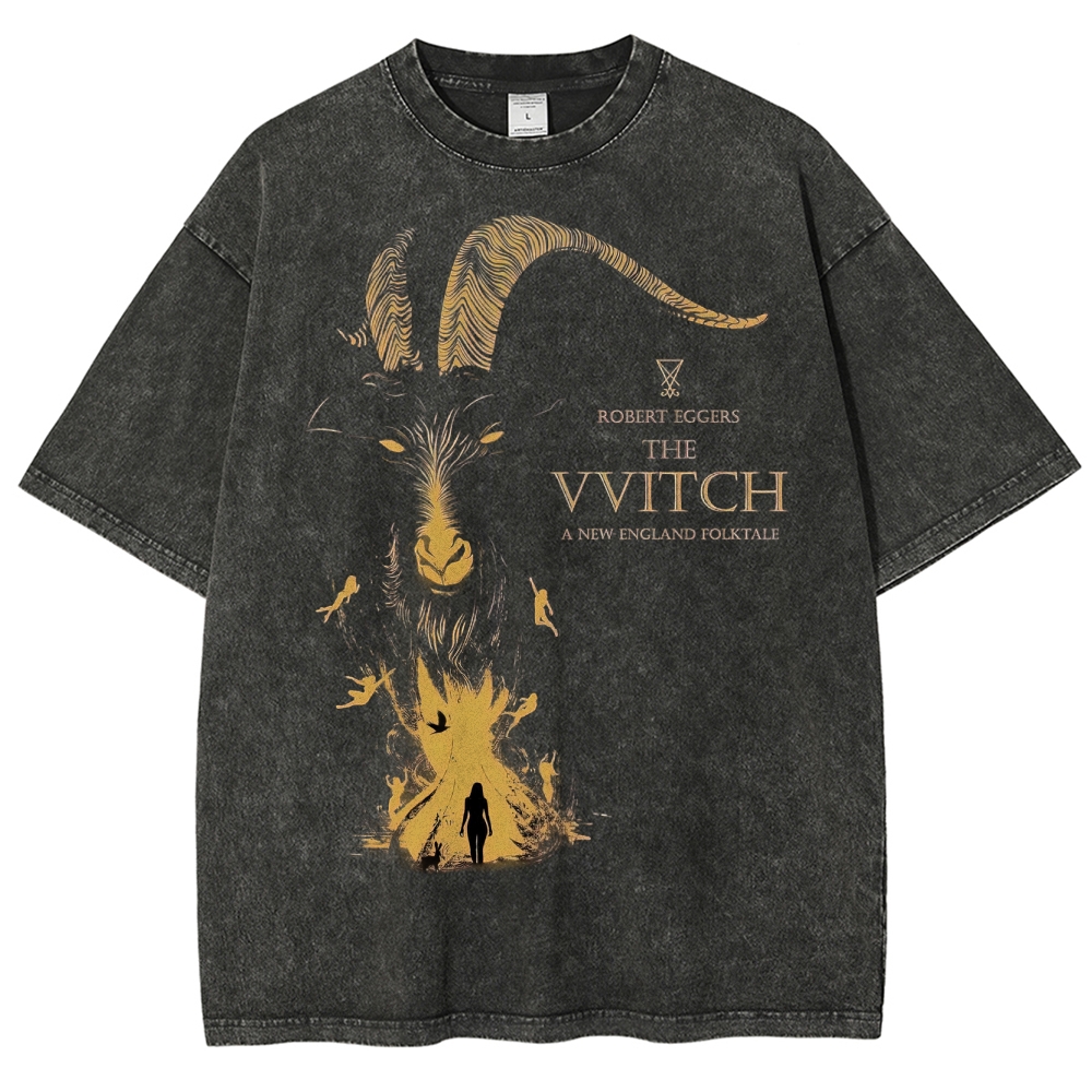 Folk Horror Goat Ritual Washed T-Shirt 