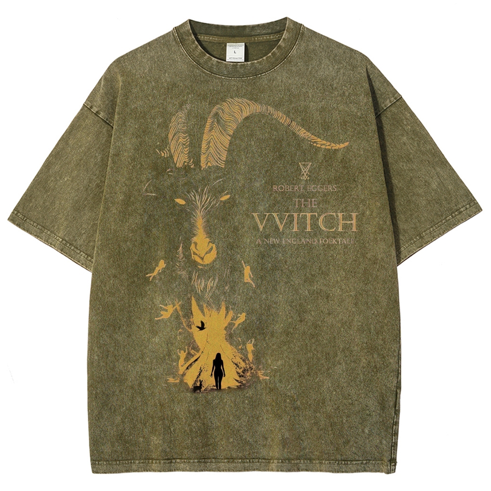 Folk Horror Goat Ritual Washed T-Shirt 