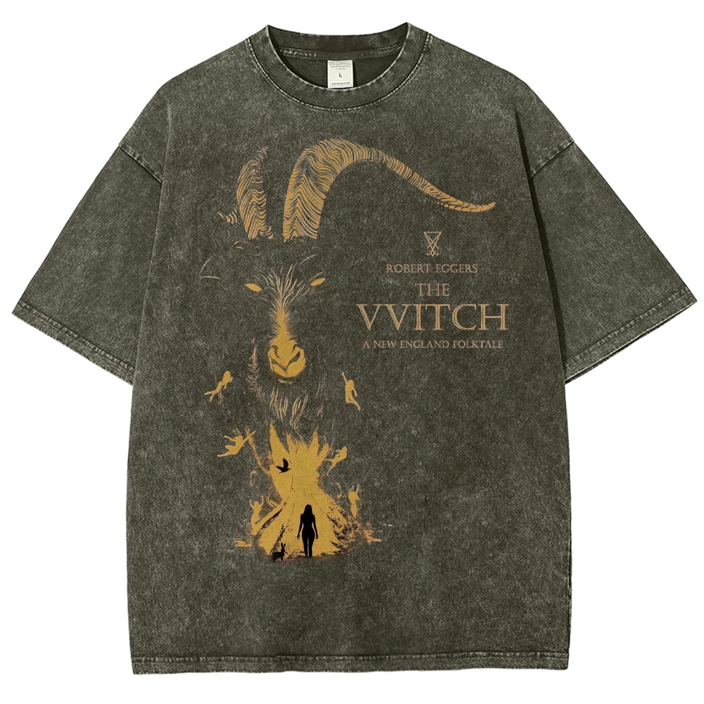 Folk Horror Goat Ritual Washed T-Shirt 