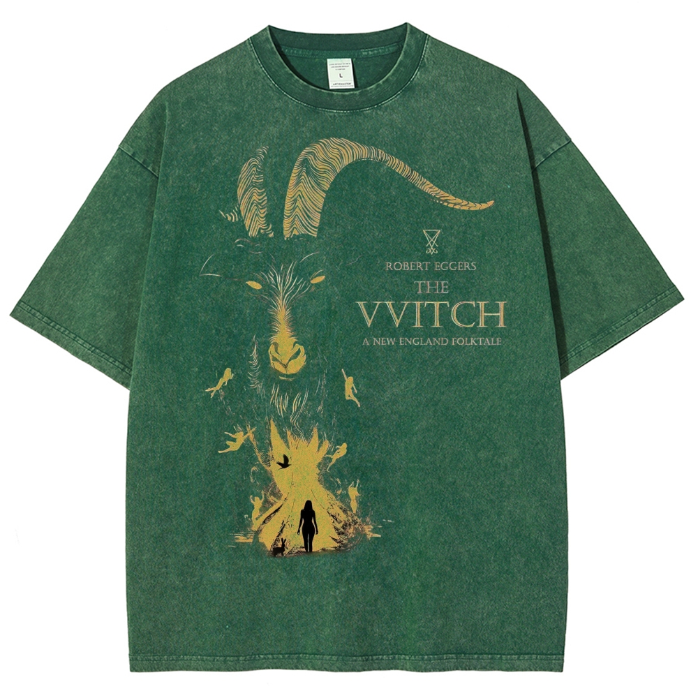 Folk Horror Goat Ritual Washed T-Shirt 