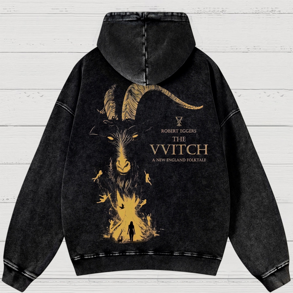 Folk Horror Goat Ritual Washed Hoodies 