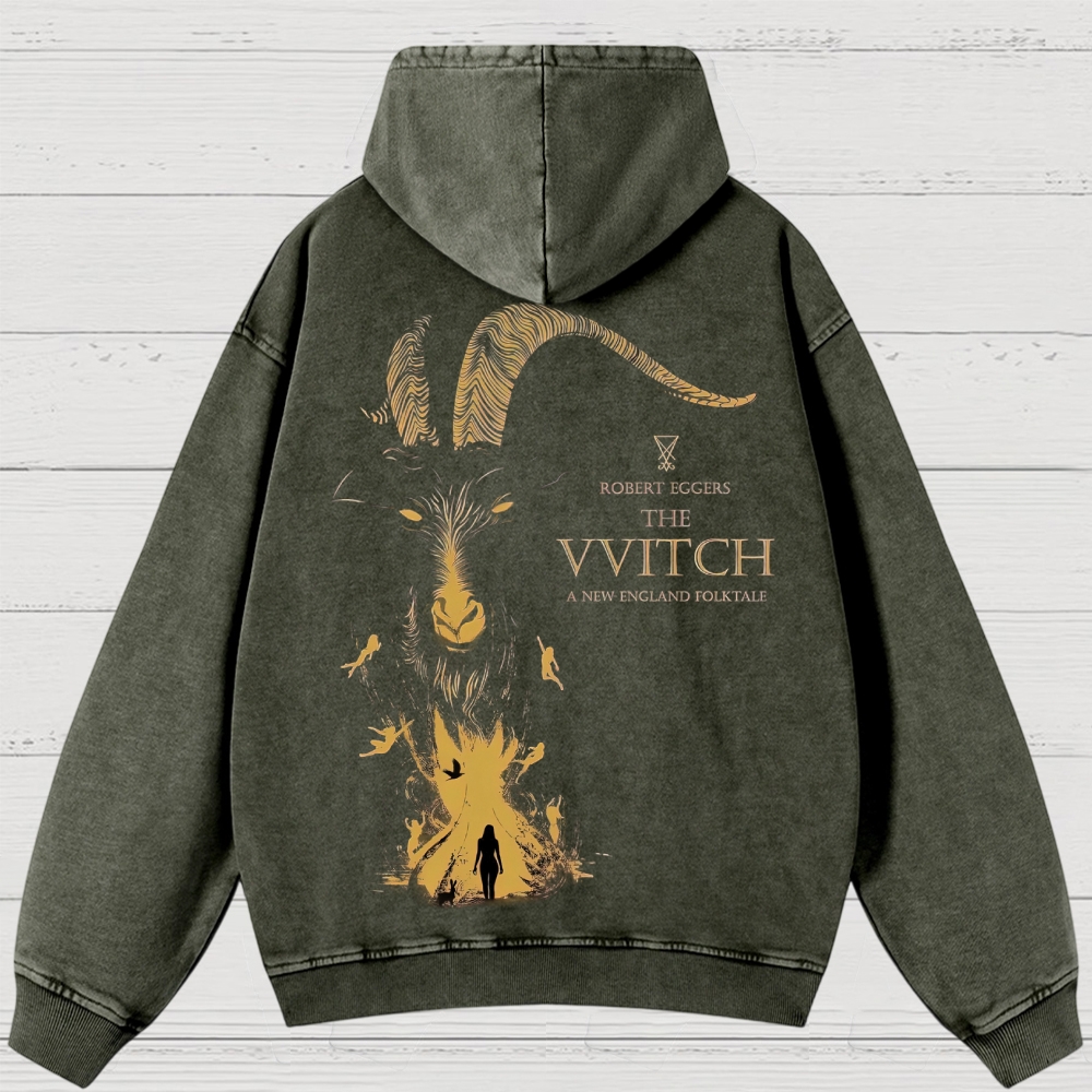 Folk Horror Goat Ritual Washed Hoodies 