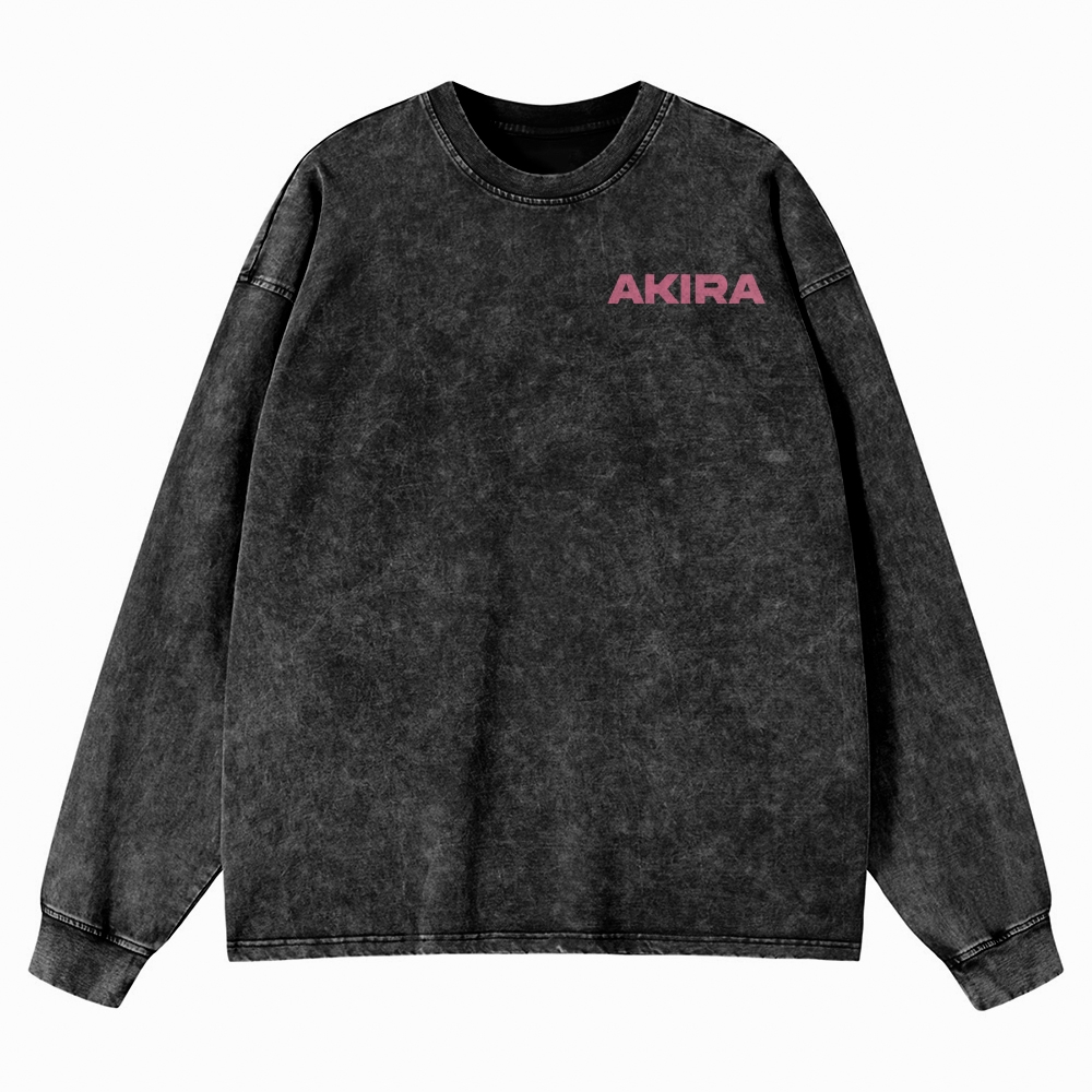 Cyberpunk Psychic Grid  Washed Long-Sleeved T-Shirt 