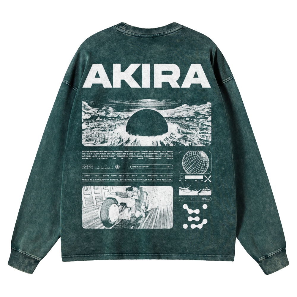 Cyberpunk Psychic Grid  Washed Long-Sleeved T-Shirt 