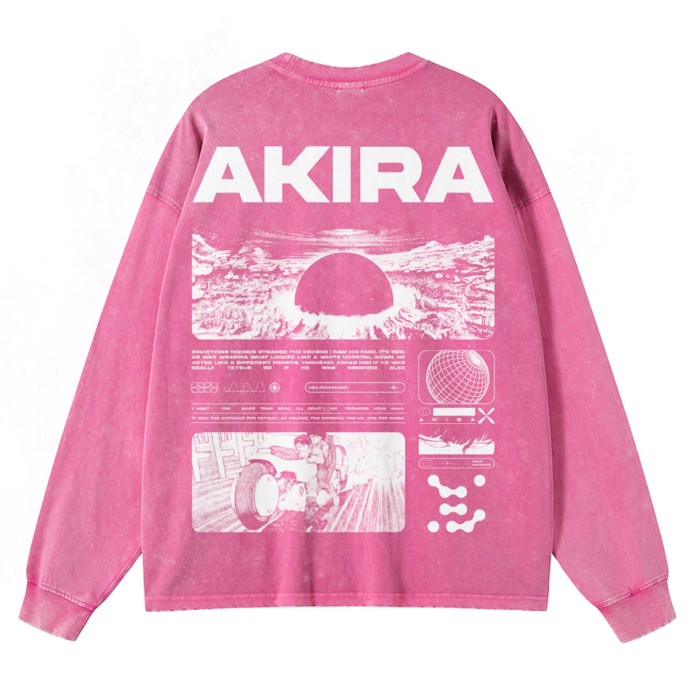 Cyberpunk Psychic Grid  Washed Long-Sleeved T-Shirt 