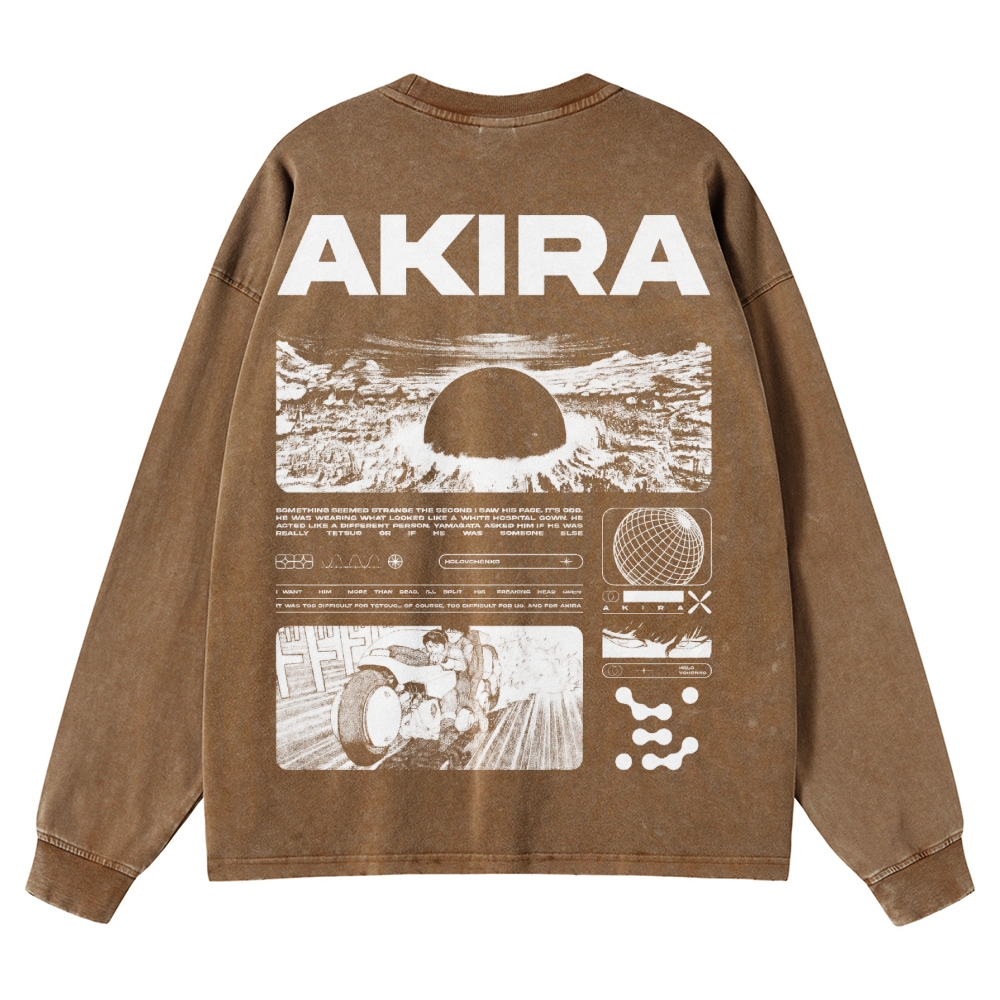 Cyberpunk Psychic Grid  Washed Long-Sleeved T-Shirt 