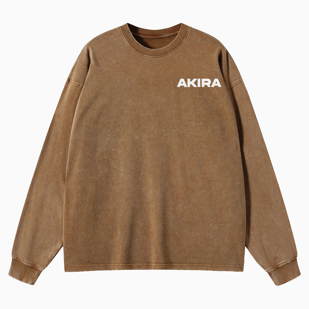 Cyberpunk Psychic Grid  Washed Long-Sleeved T-Shirt 