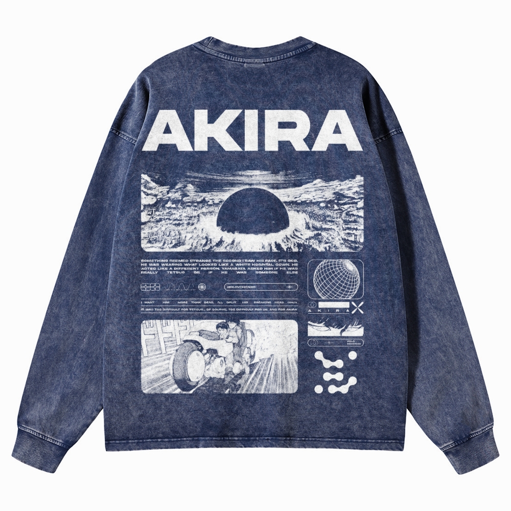 Cyberpunk Psychic Grid  Washed Long-Sleeved T-Shirt 