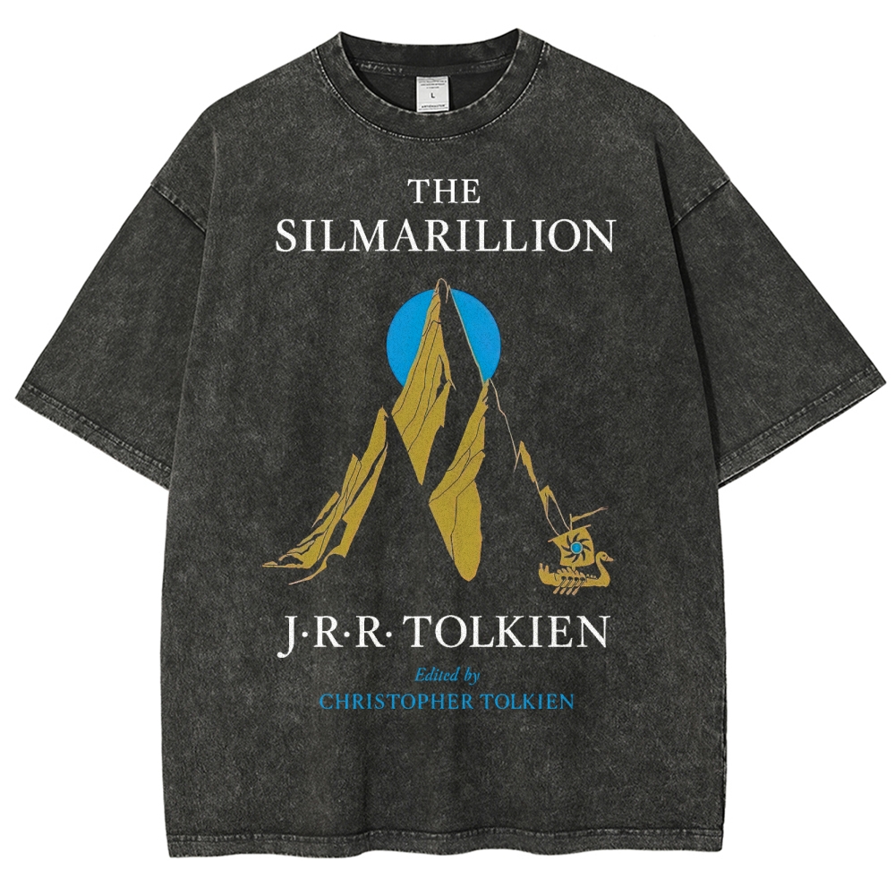 Mythic Mountains & Swan Ship Fantasy Washed T-Shirt