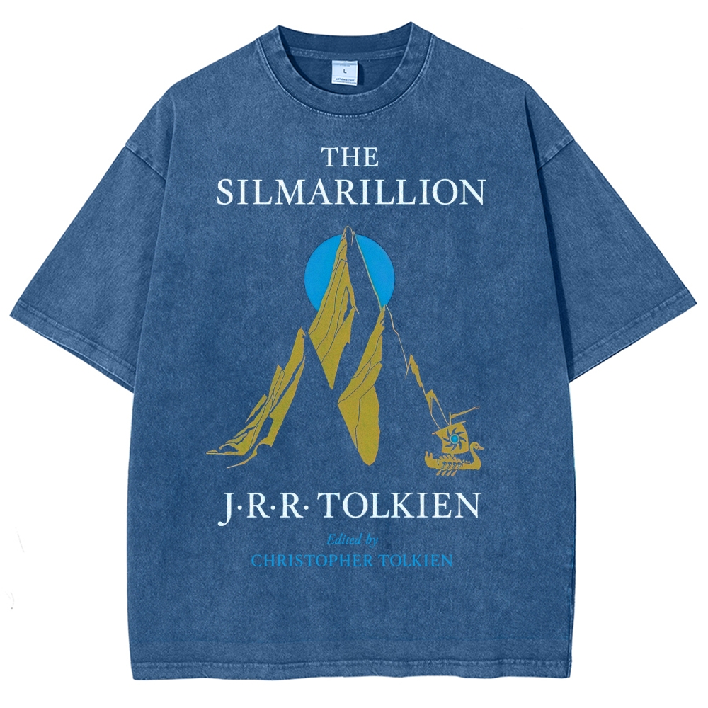 Mythic Mountains & Swan Ship Fantasy Washed T-Shirt