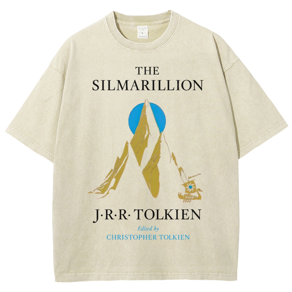 Mythic Mountains & Swan Ship Fantasy Washed T-Shirt