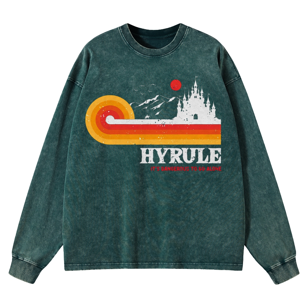 Fantasy Kingdom Sunset Adventure Washed Long-Sleeved T-Shirt 