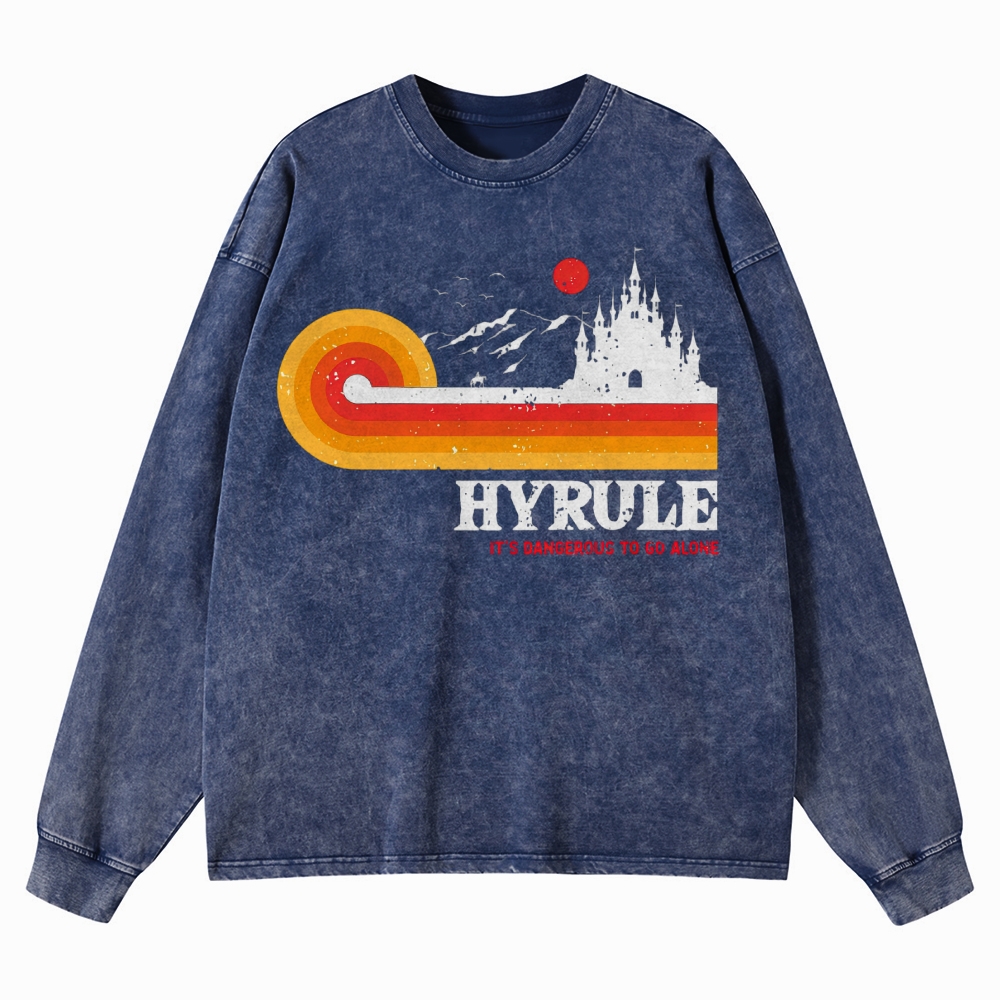 Fantasy Kingdom Sunset Adventure Washed Long-Sleeved T-Shirt 