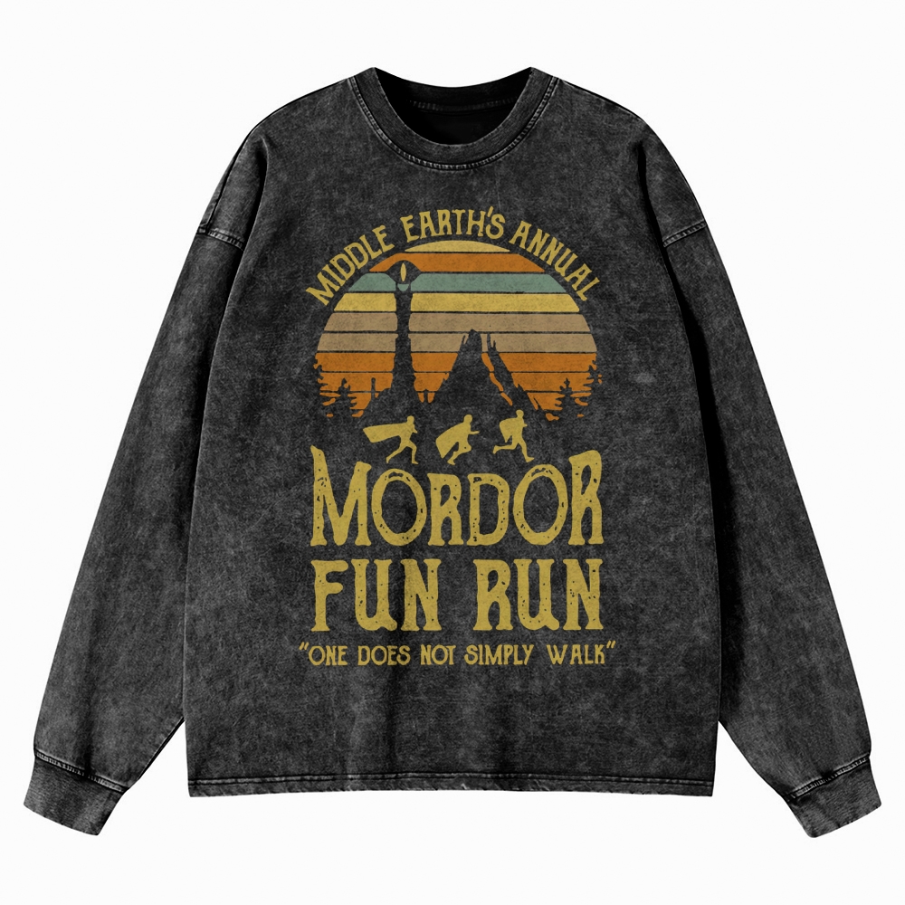 Fantasy Sunset Adventure Meme Washed Long-Sleeved T-Shirt 