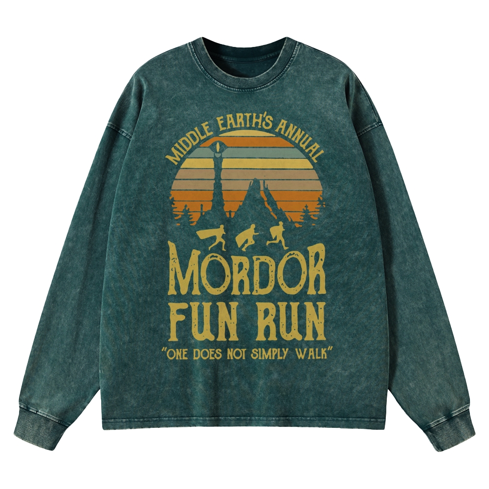 Fantasy Sunset Adventure Meme Washed Long-Sleeved T-Shirt 