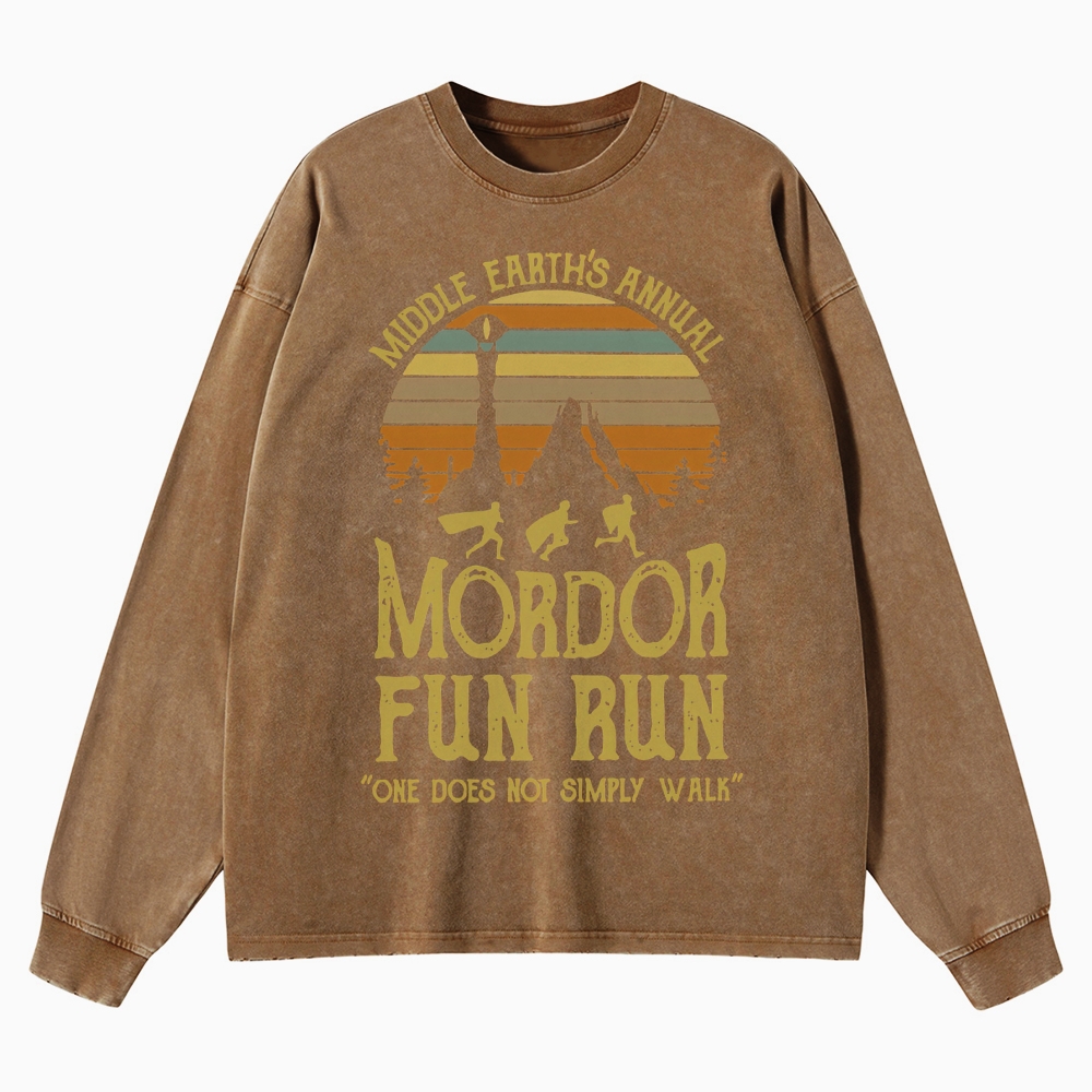 Fantasy Sunset Adventure Meme Washed Long-Sleeved T-Shirt 