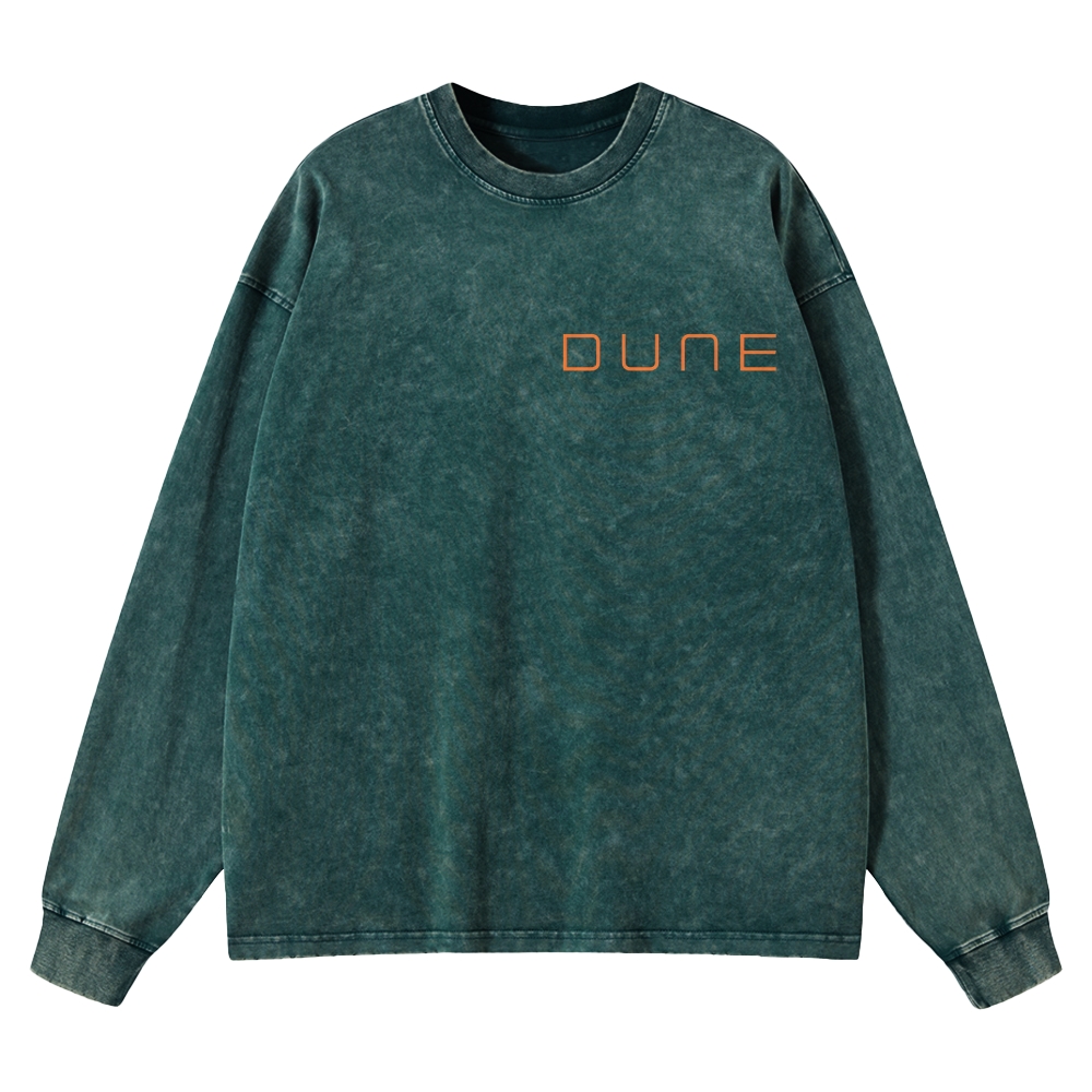 Sci-Fi Epic Desert & Rebellion Graphic Retro Washed Long-Sleeved T-Shirt