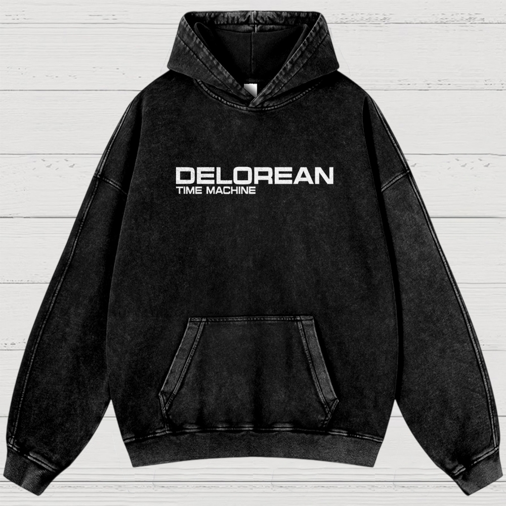 Time Machine Technical Diagram Retro Washed Hoodies