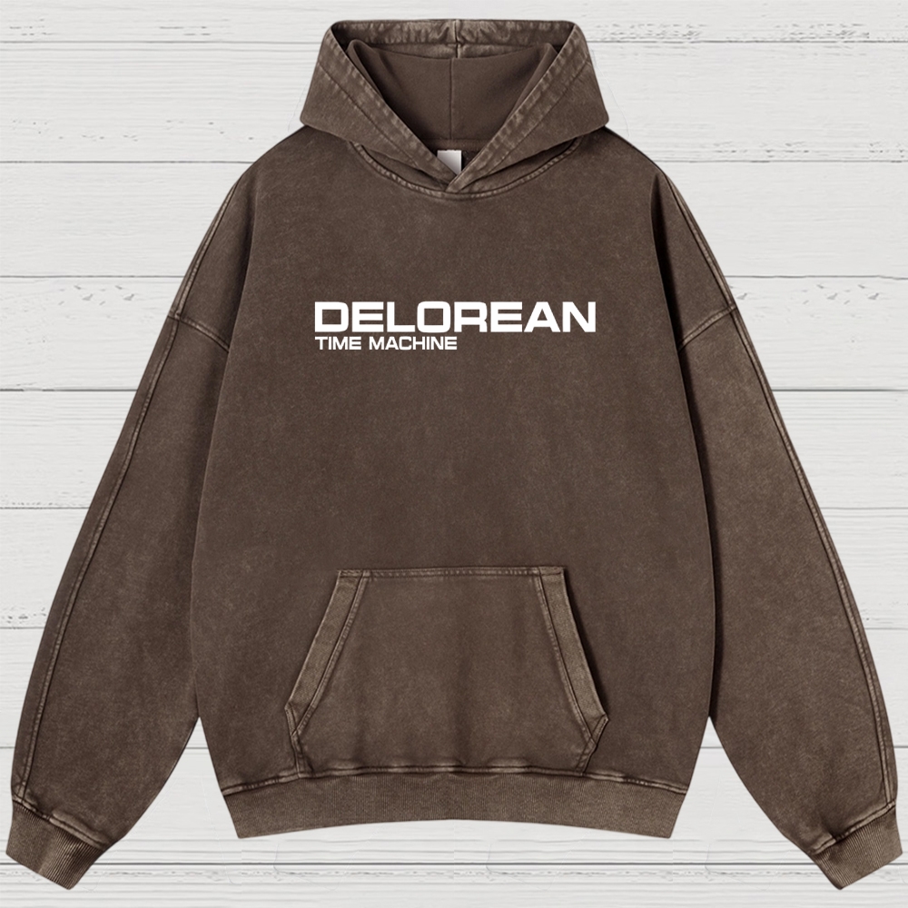 Time Machine Technical Diagram Retro Washed Hoodies