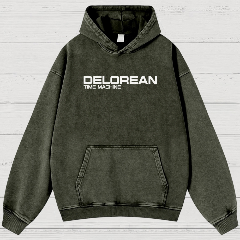 Time Machine Technical Diagram Retro Washed Hoodies