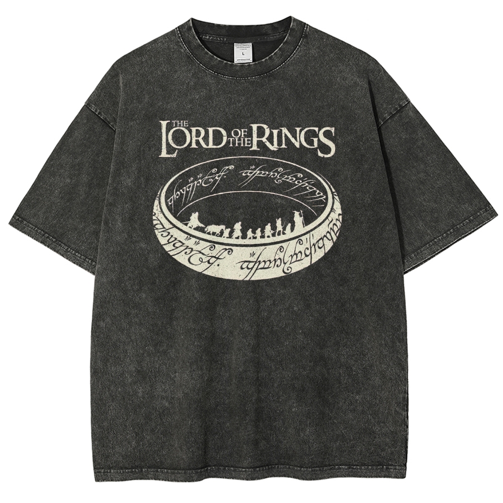 Epic Fantasy Ring & Fellowship Graphic Retro Washed T-Shirt