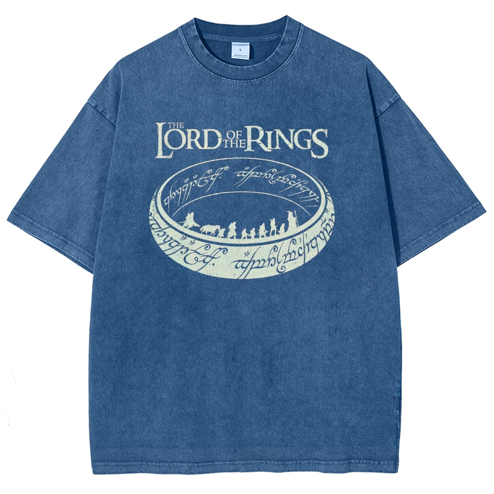 Epic Fantasy Ring & Fellowship Graphic Retro Washed T-Shirt
