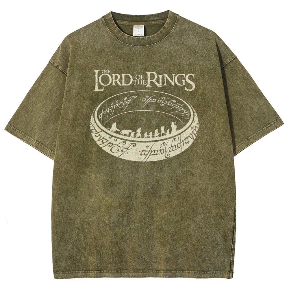 Epic Fantasy Ring & Fellowship Graphic Retro Washed T-Shirt