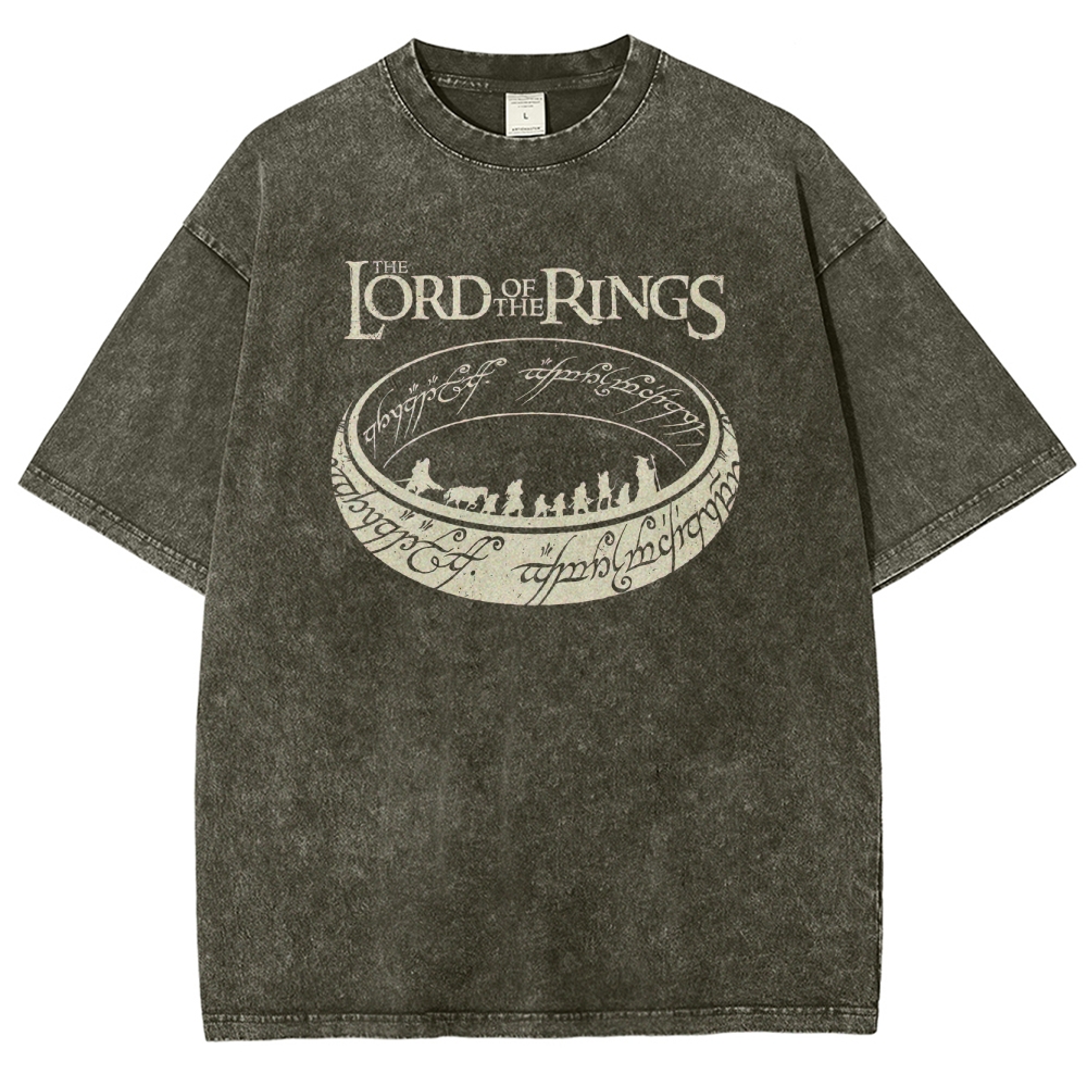 Epic Fantasy Ring & Fellowship Graphic Retro Washed T-Shirt