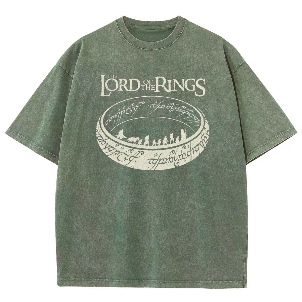 Epic Fantasy Ring & Fellowship Graphic Retro Washed T-Shirt