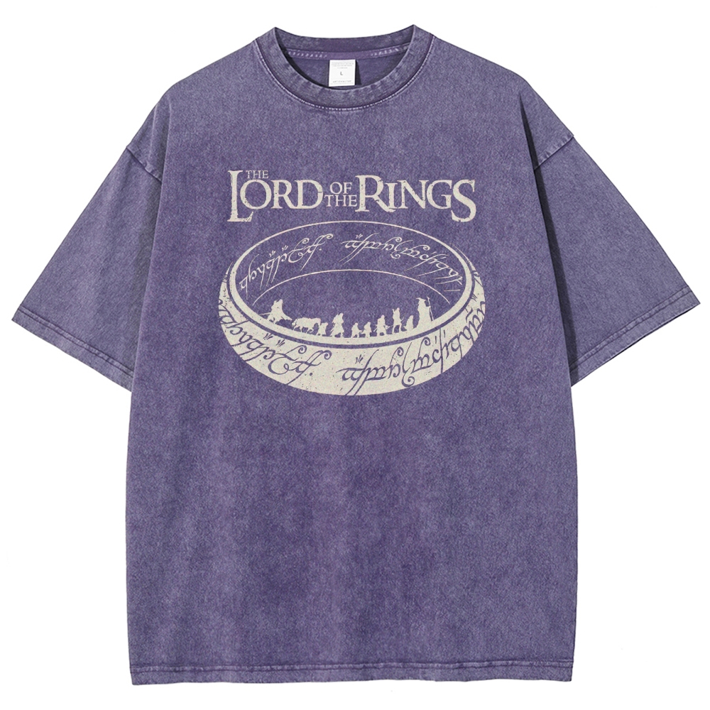 Epic Fantasy Ring & Fellowship Graphic Retro Washed T-Shirt