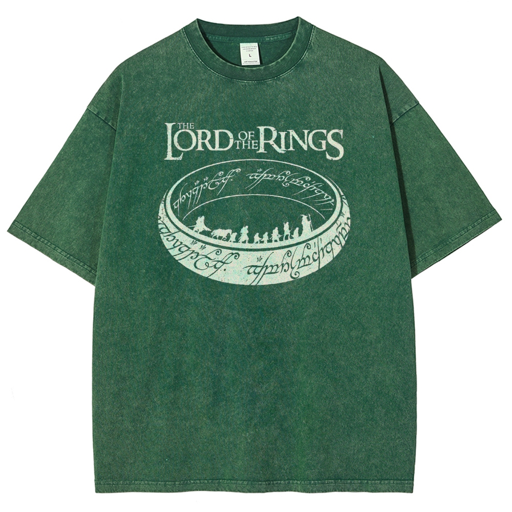 Epic Fantasy Ring & Fellowship Graphic Retro Washed T-Shirt