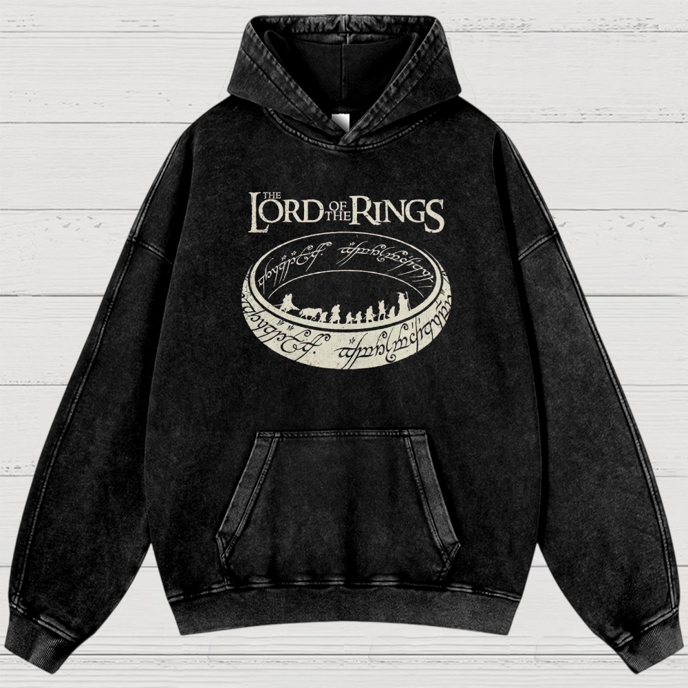 Epic Fantasy Ring & Fellowship Graphic Washed Hoodies