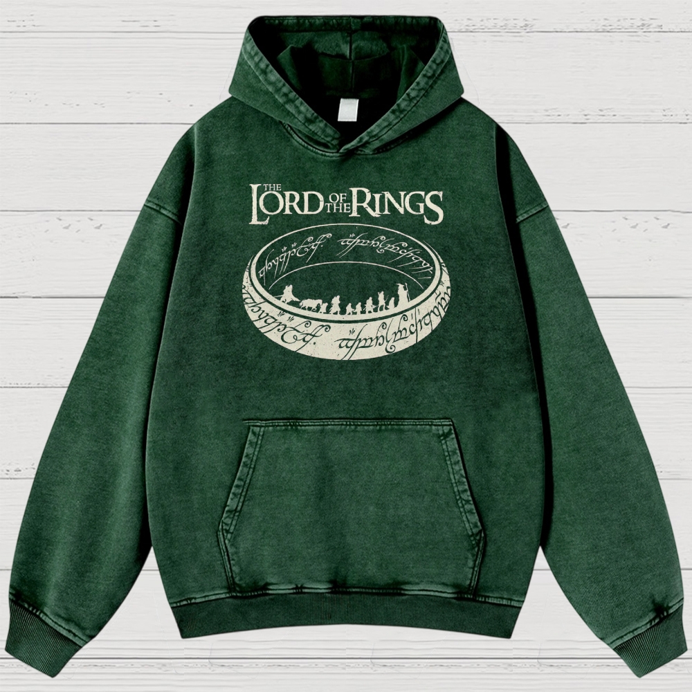 Epic Fantasy Ring & Fellowship Graphic Washed Hoodies