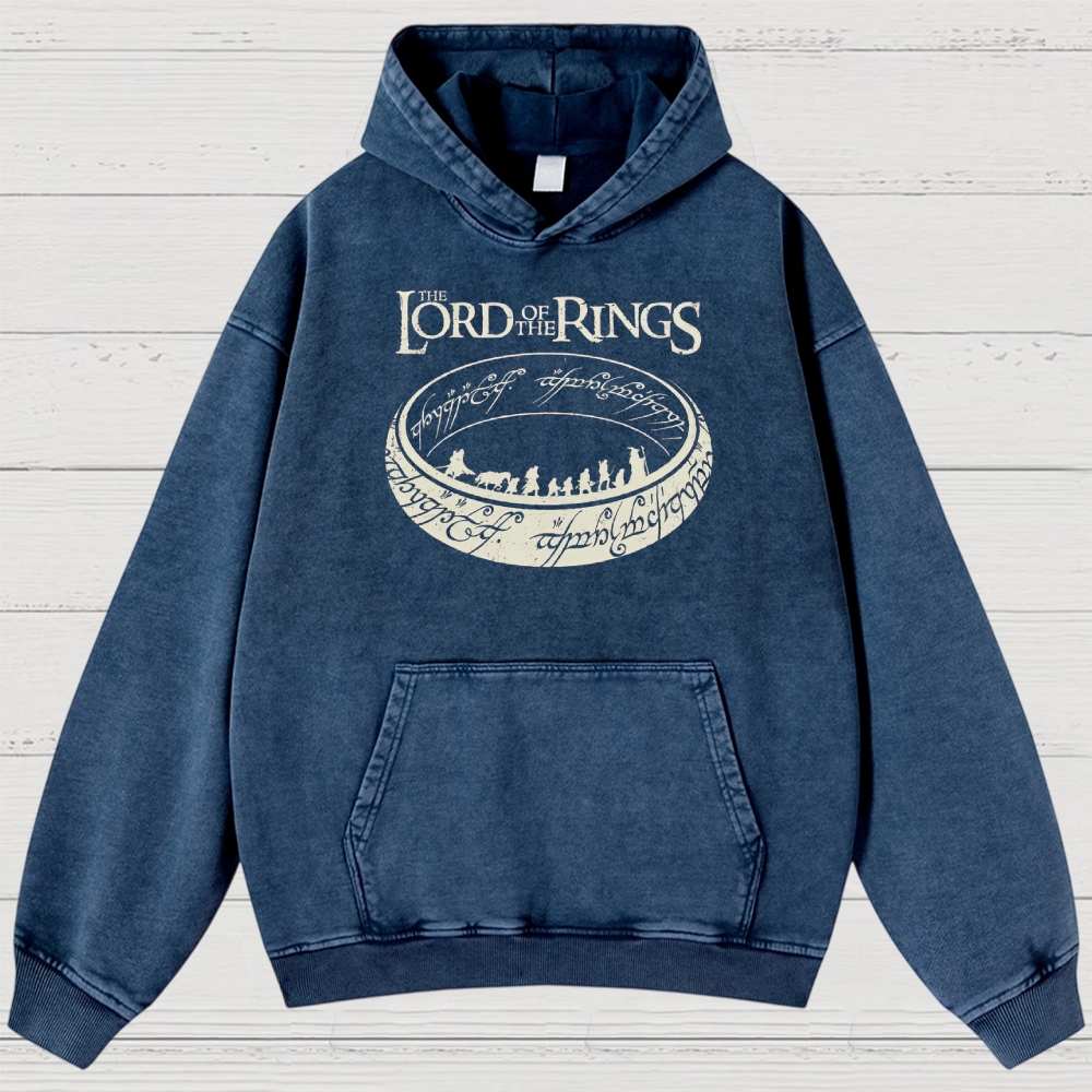 Epic Fantasy Ring & Fellowship Graphic Washed Hoodies