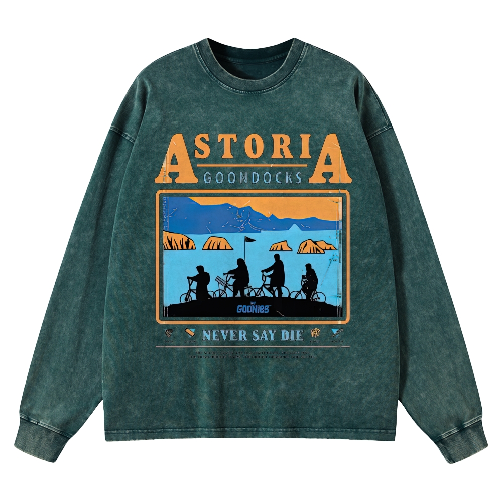 Retro Adventure Gang & Coastal Graphic Washed Long-Sleeved T-Shirt