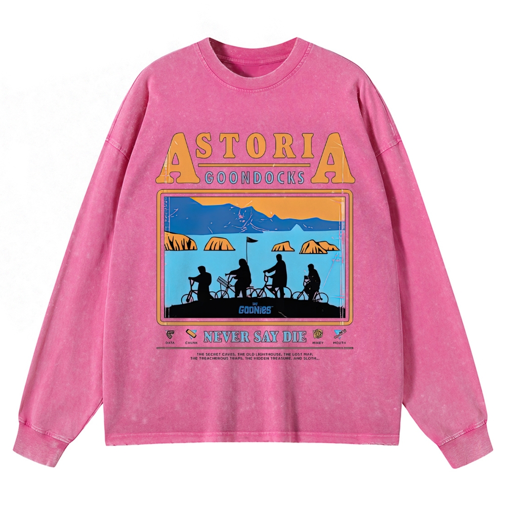 Retro Adventure Gang & Coastal Graphic Washed Long-Sleeved T-Shirt